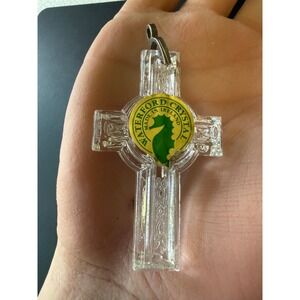 Waterford Crystal Celtic Cross Pendant Made in Ireland Cut Glass Hallmarked